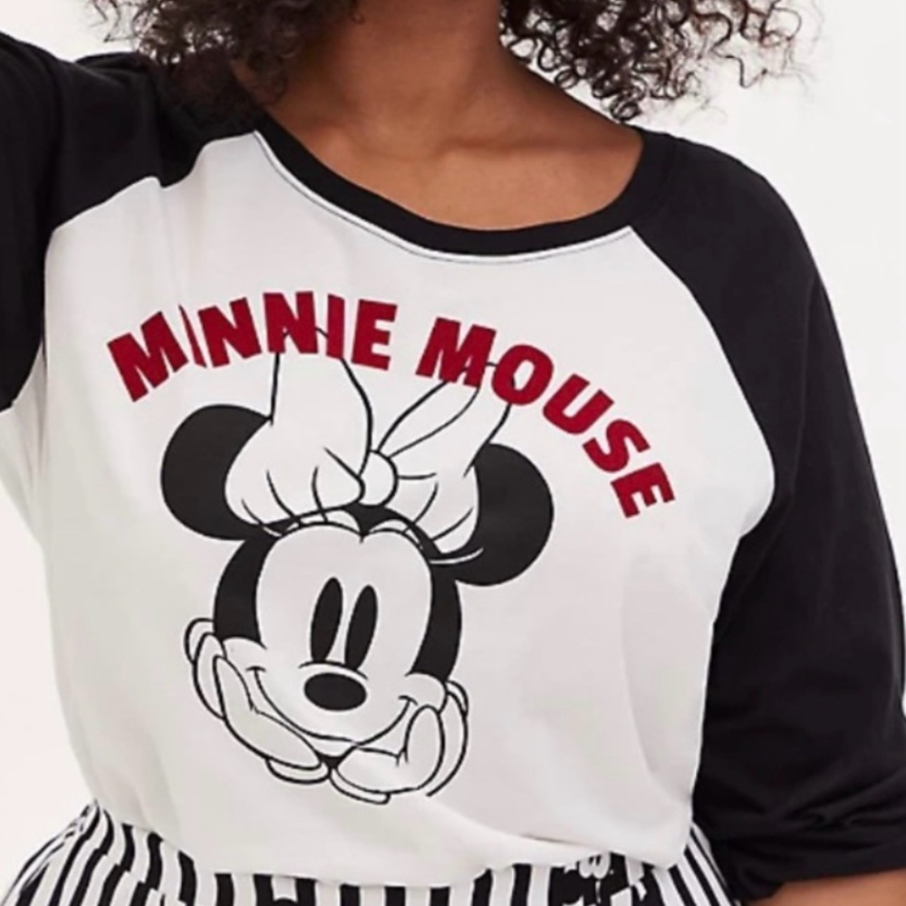 Torrid Minnie Mouse Raglan Baseball Tee